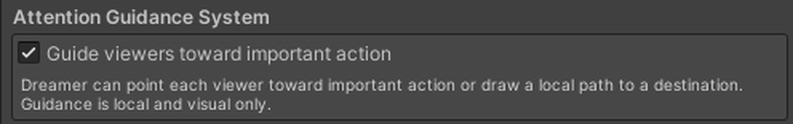 The Attention Guidance System switch on the Player page.
