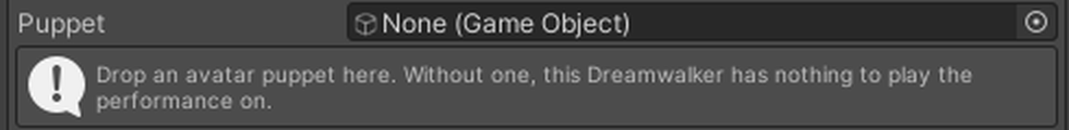The Puppet slot, empty, with the note asking for an avatar.