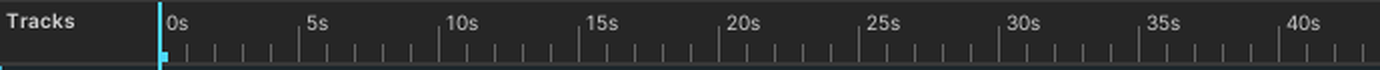 The ruler above the tracks. The blue line is the playhead.