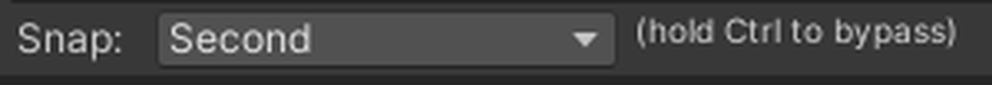 The snap menu in the timeline header, set to Second.