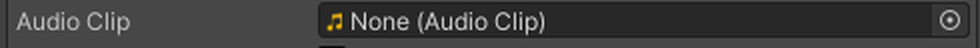 The Audio Clip slot on a Sound node, empty.