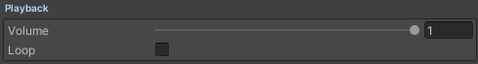 The Playback group on a Sound node: Volume and Loop.