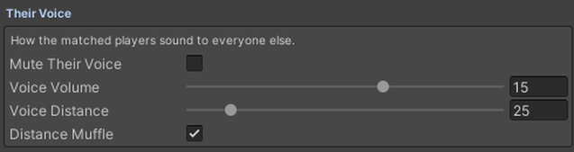 Their Voice: Mute Their Voice, Voice Volume, Voice Distance, Distance Muffle.